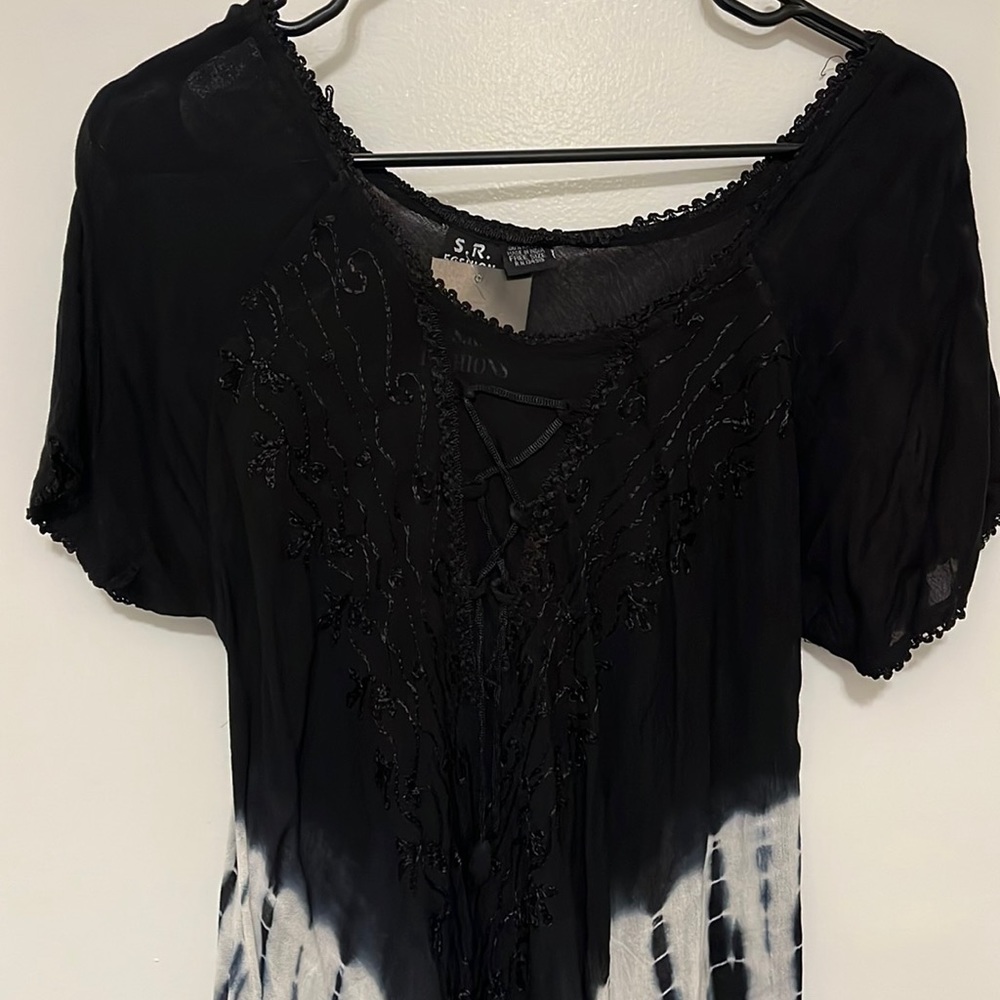 Black and White TieDye Sundresses/Swimsuit Coverup